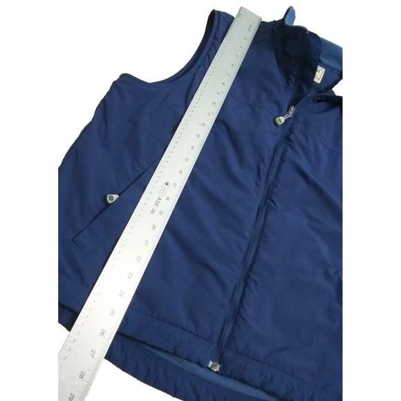 LL Bean Men's Large Nylon Softshell Full Zip Vest Jacket Fleece Lined Blue - Picture 8 of 9